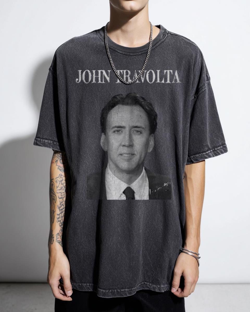 Nicholas Cage as John Travolta Face/Off T-Shirt - Iconic Movie Meme Art