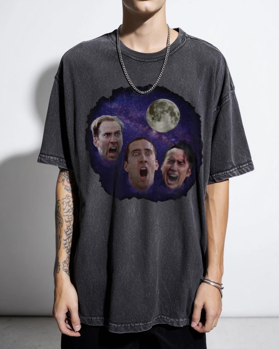Nicolas Cage Meme T-Shirt | Funny 'Three Cage Moon' Tee