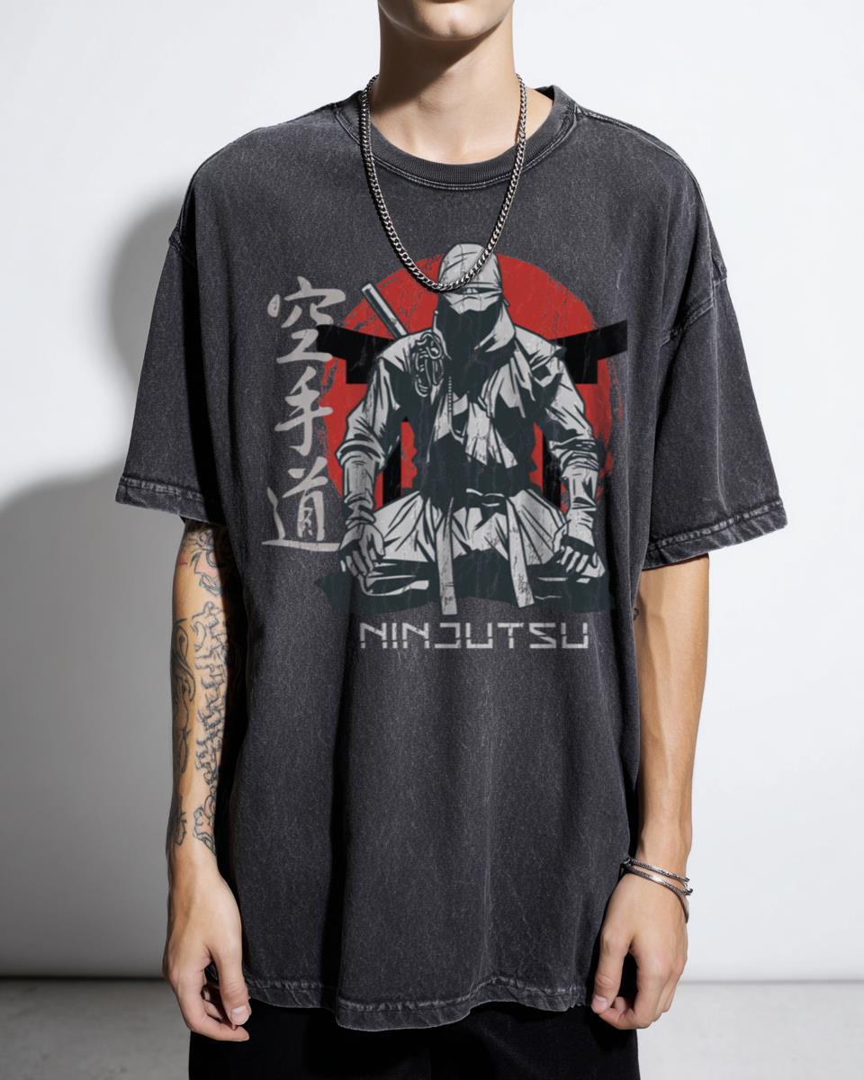Ninjutsu Japanese Ninja Aesthetic T-Shirt - Retro Vintage Samurai Warrior Unisex