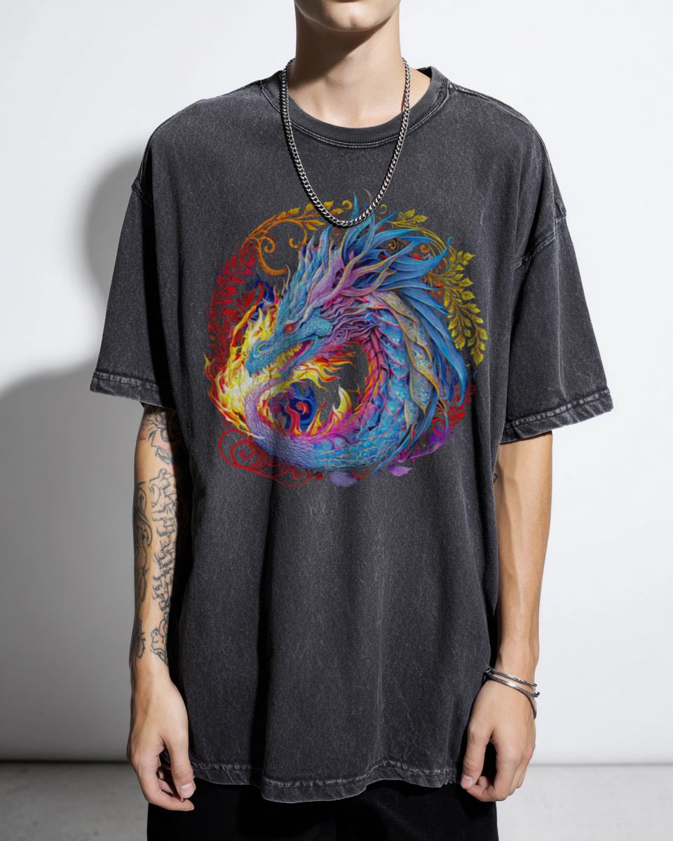 Norse Celtic Dragon Mythology Art T-Shirt - Viking Jormungandr Fantasy Unisex Tee