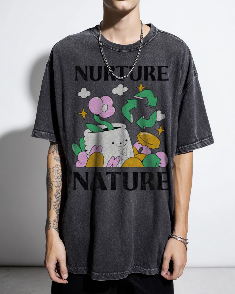 Nurture Nature Environmental Awareness T-Shirt - Climate Change Activism