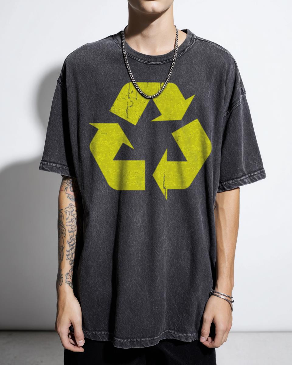 Official Yellow Recycling Logo T-Shirt - Eco-Friendly Environmental Awareness Tee Unisex