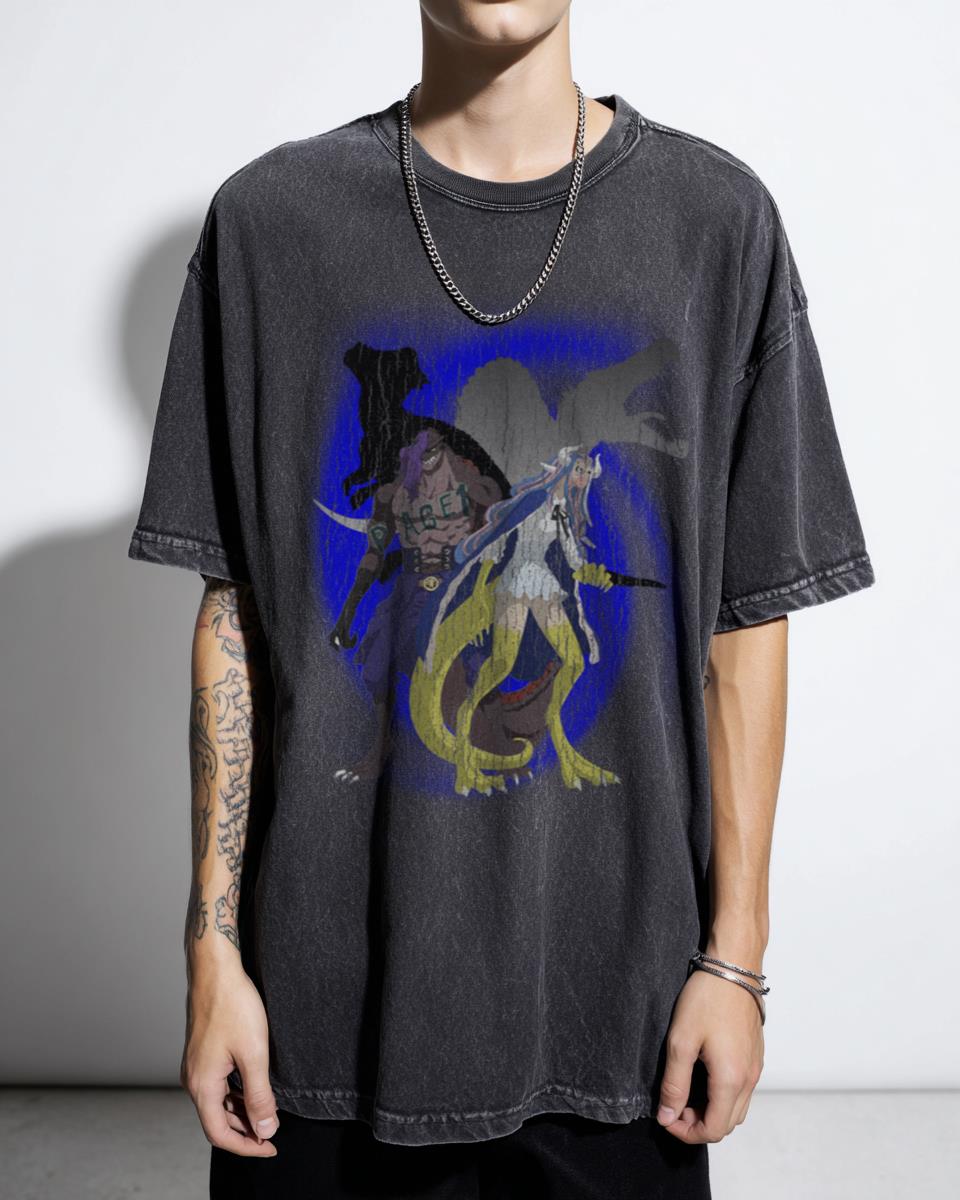 One Piece Ulti and Page One Anime Acid Wash Tee