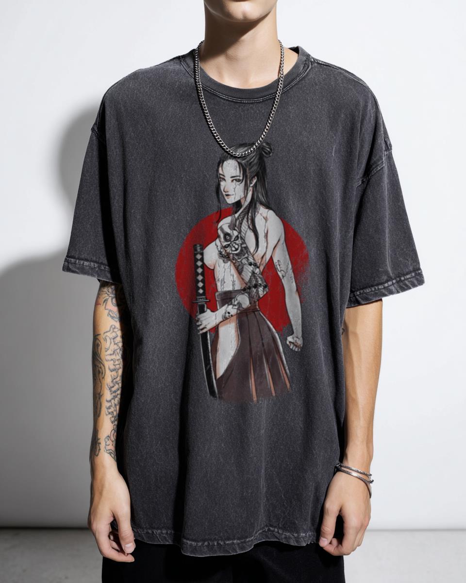 Oni Tattoo Female Samurai T-Shirt | Japanese Warrior Tee