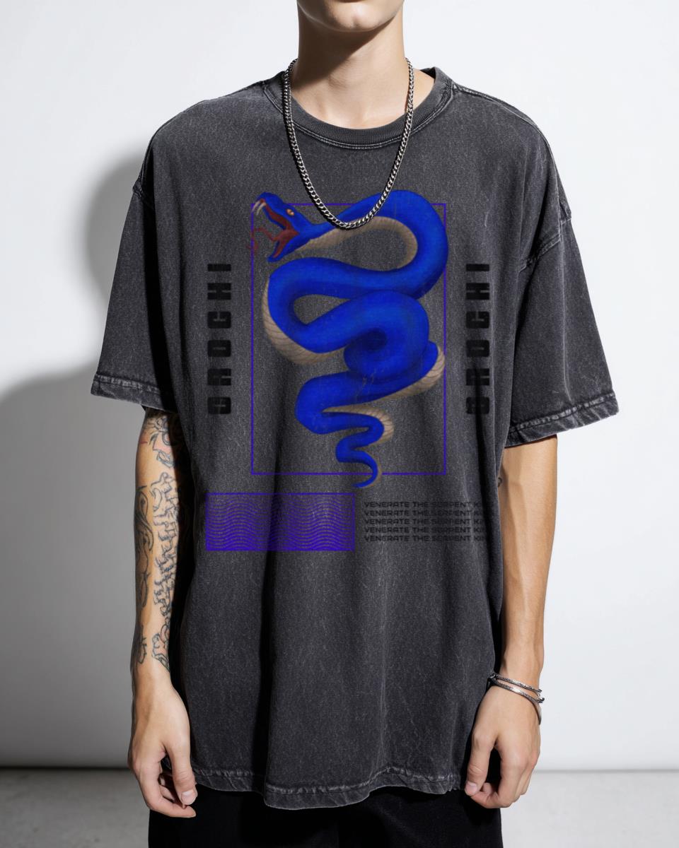Orochi Japanese Serpent Mythology T-Shirt - Traditional Asian Art Tattoo Style
