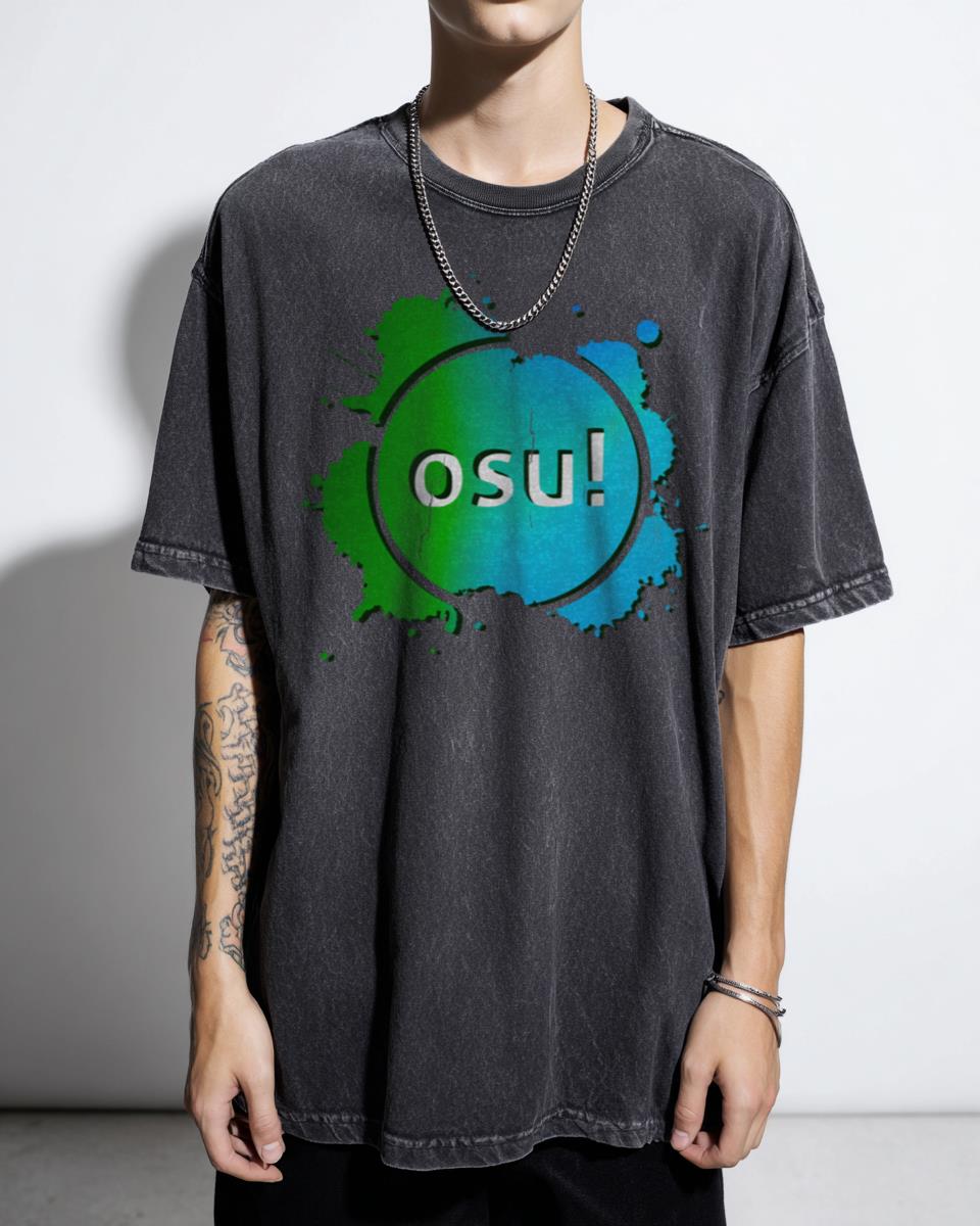Osu! Green Blue Gaming T-Shirt - Anime Rhythm Game Fan