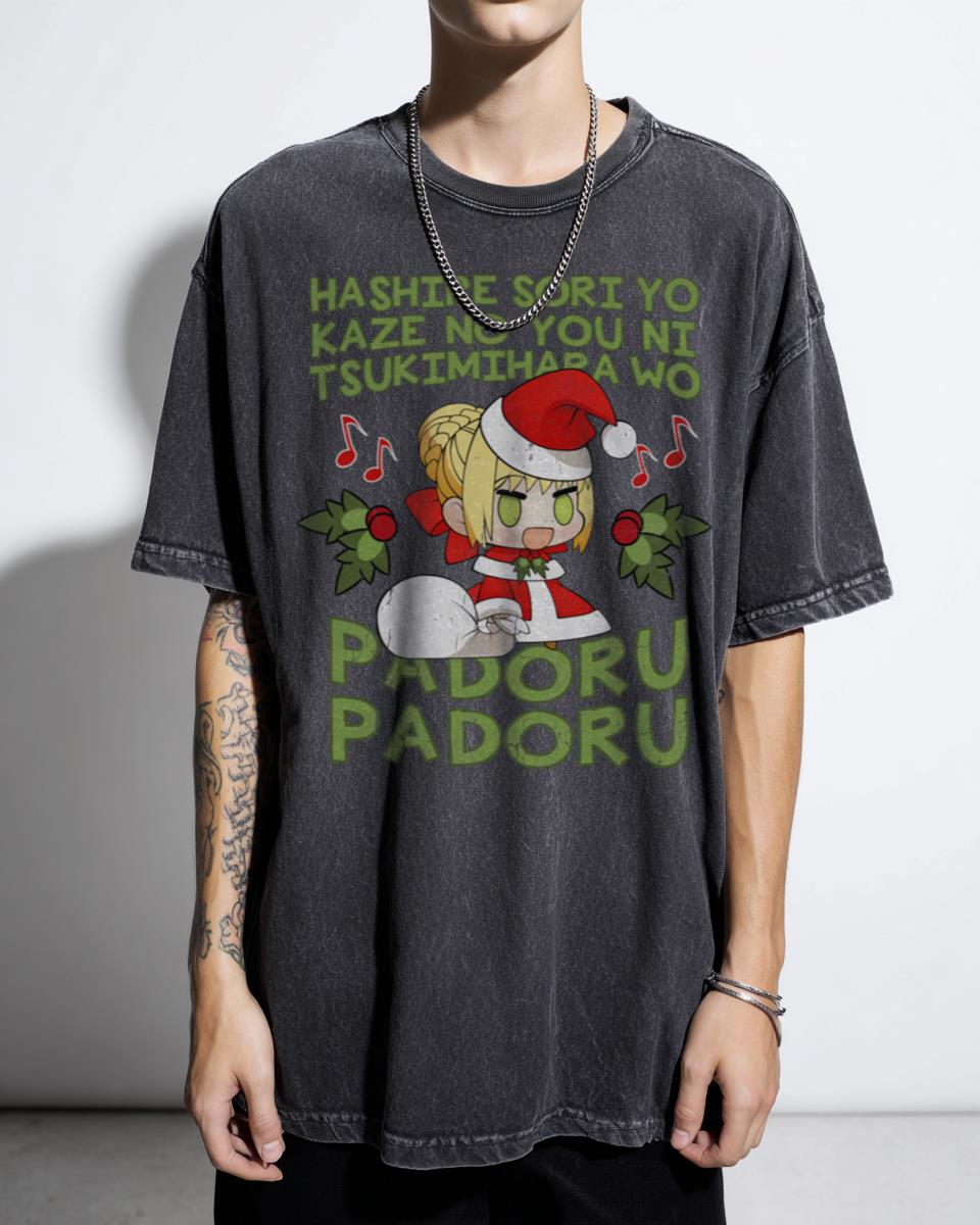 Padoru Padoru Fate Series Christmas T-Shirt - Nero Claudius Holiday Anime Meme Tee