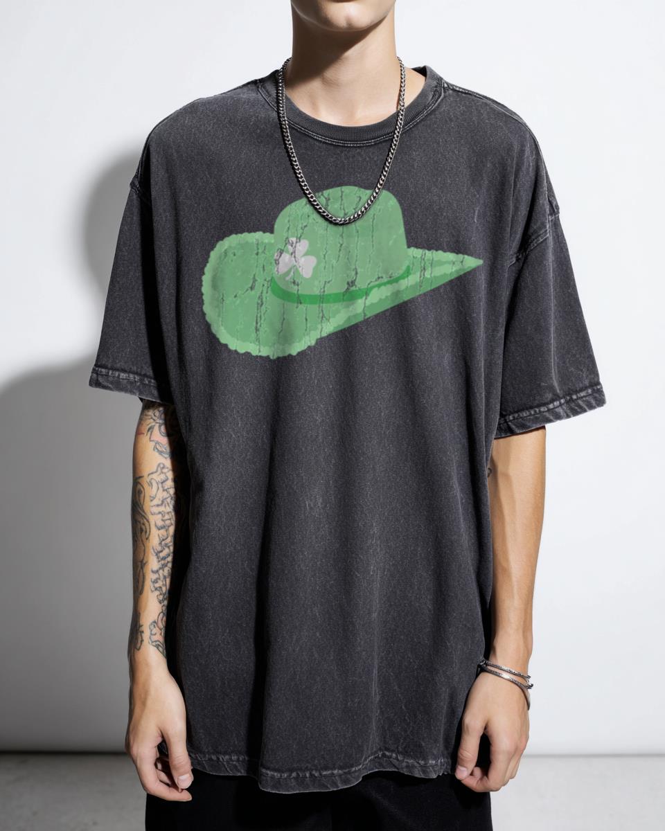 Pastel Green Shamrock Cowgirl Hat T-Shirt - Sorority Girl Irish St. Patrick's Day Tee