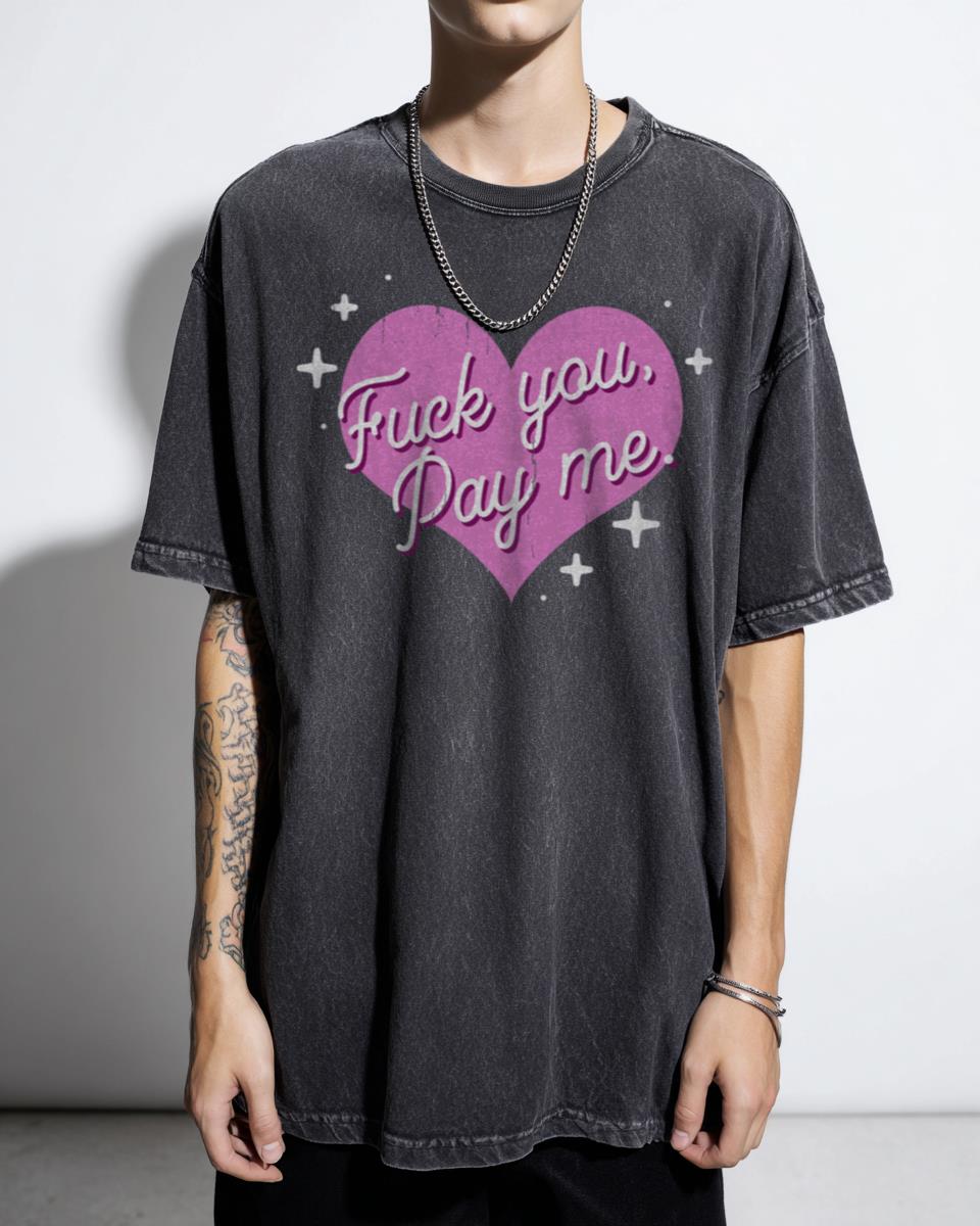 "Pay Me" EGirl Pink Heart Kawaii T-Shirt - Y2K Cam Girl Aesthetic Apparel