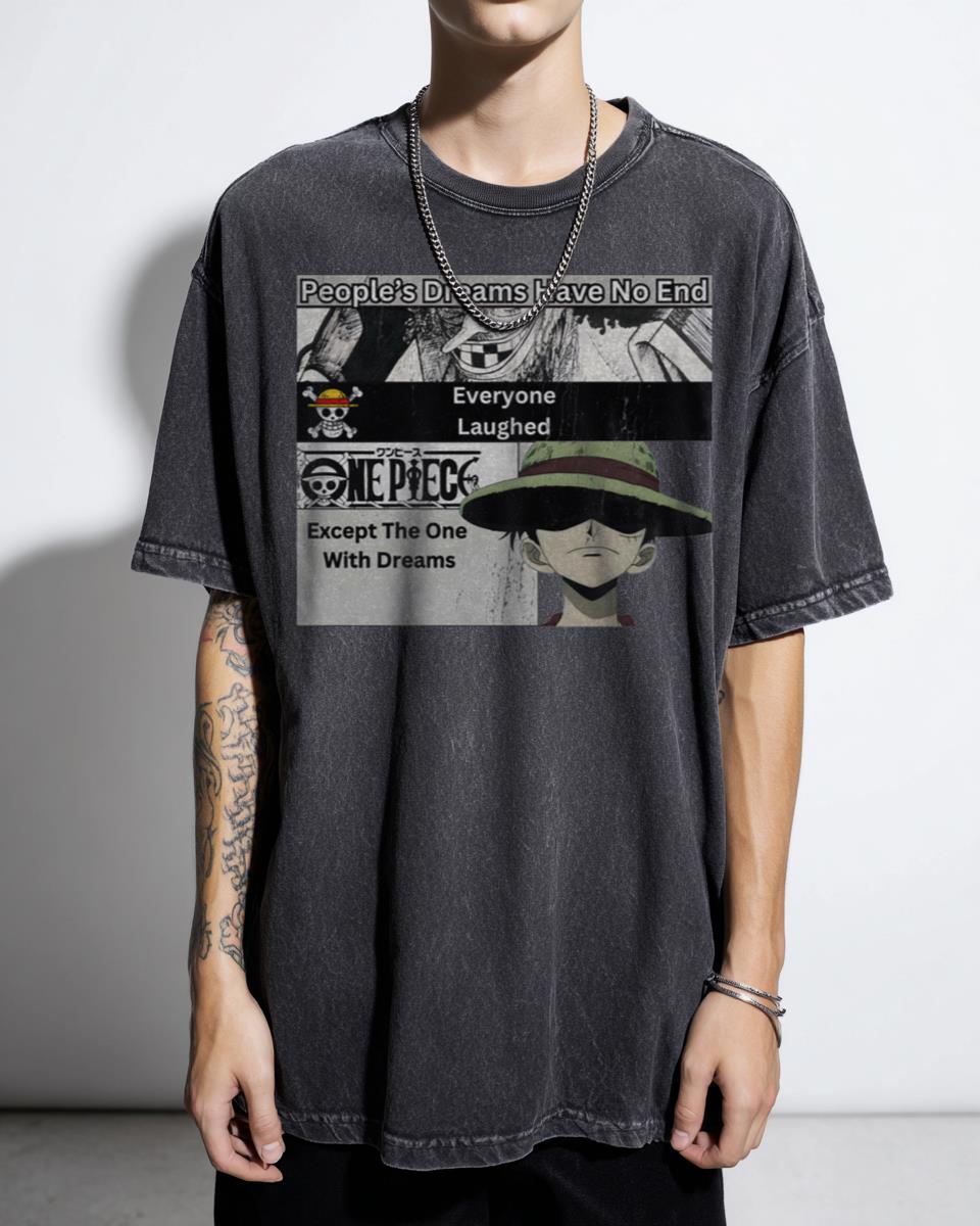 People's Dreams Have No End Luffy One Piece T-Shirt - Motivational Anime Manga Panel