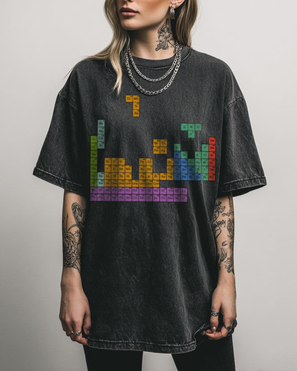 Periodic Table Tetrominoes Science Game T-Shirt – Geek Nerd Gamer Gift