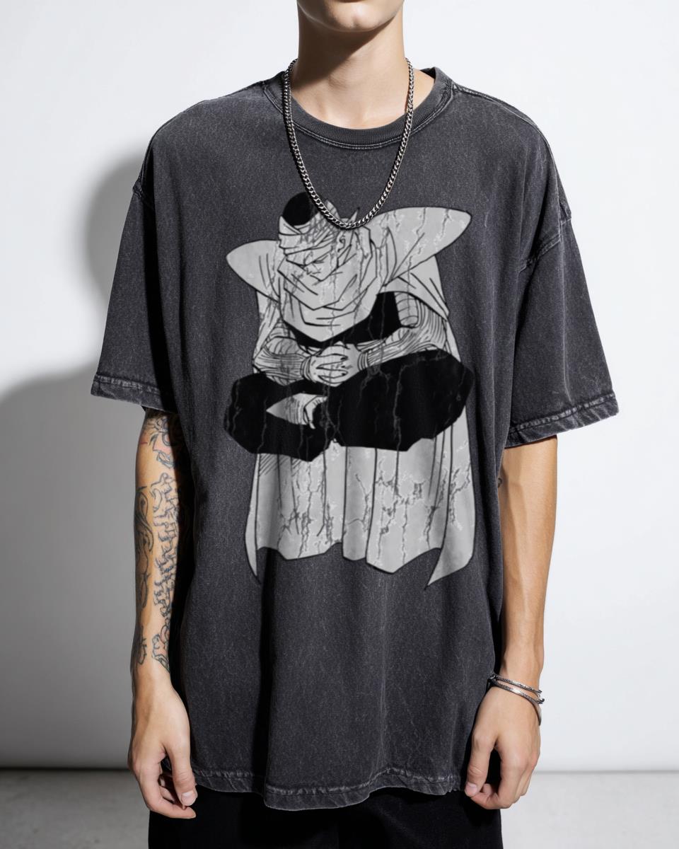 Piccolo Meditation Dragon Ball Z Anime Art Black Acidwash T-Shirt - Manga Fan Apparel Unisex