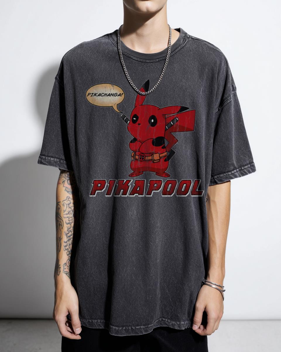 Pikapool Crossover Graphic T-Shirt - Funny Superhero Anime Mashup Unisex Tee