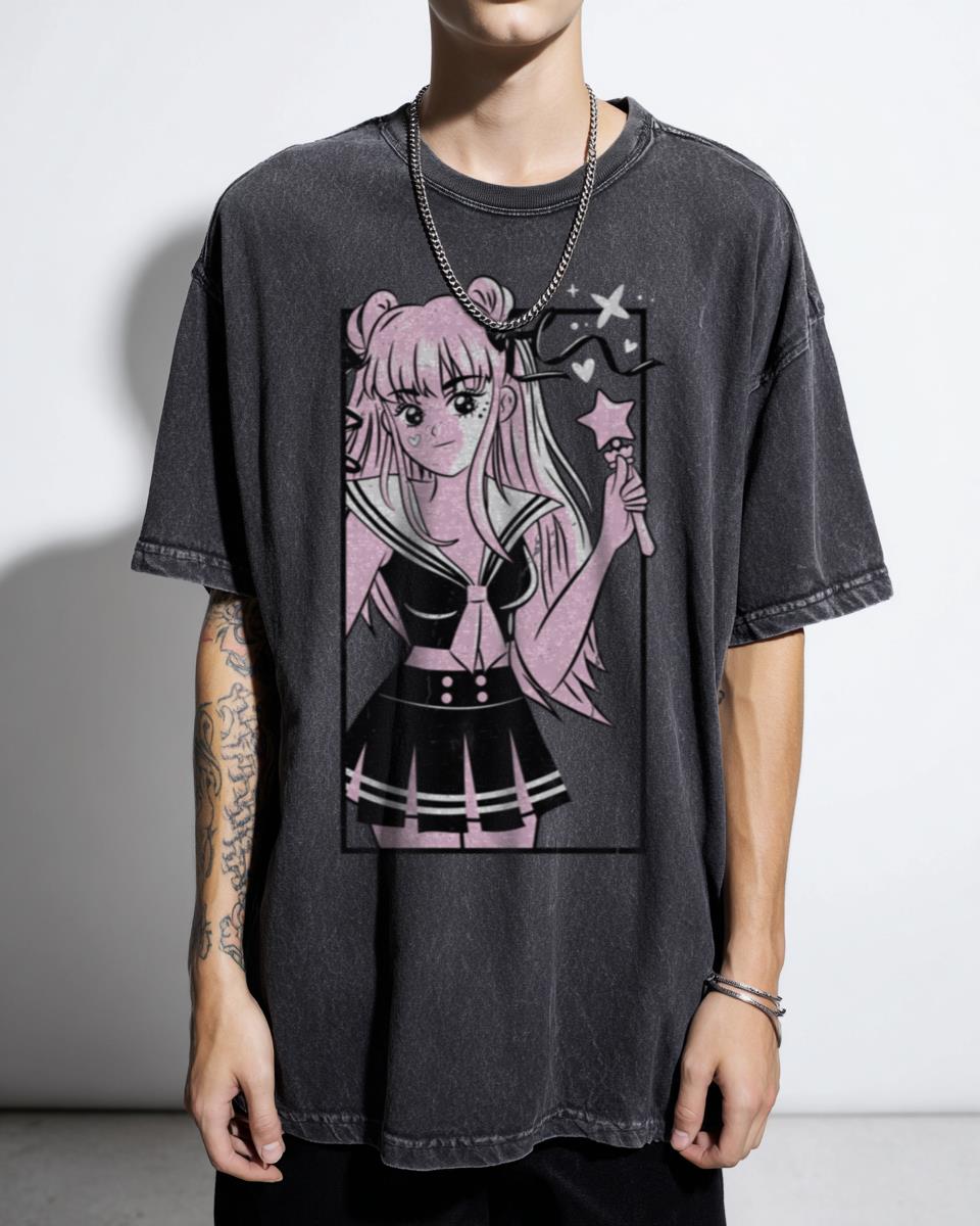 Pink Anemi Star Samurai Jack Anime Girl T-Shirt - Cartoon Network Culticonic Unisex