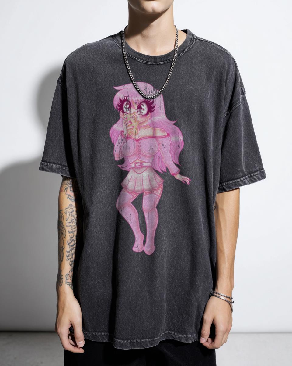 Pink Kawaii Girl Aesthetic T-Shirt - Cute Artstyle Anime Drawing