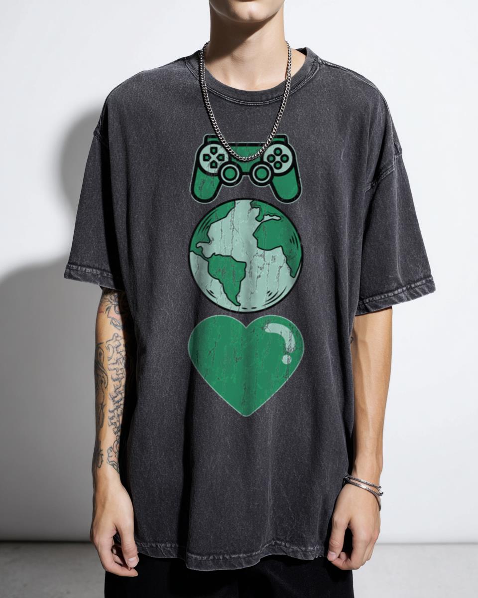 Pixelated Earth Day Gamer T-Shirt - Climate Change Awareness Retro Gaming Tee Unisex