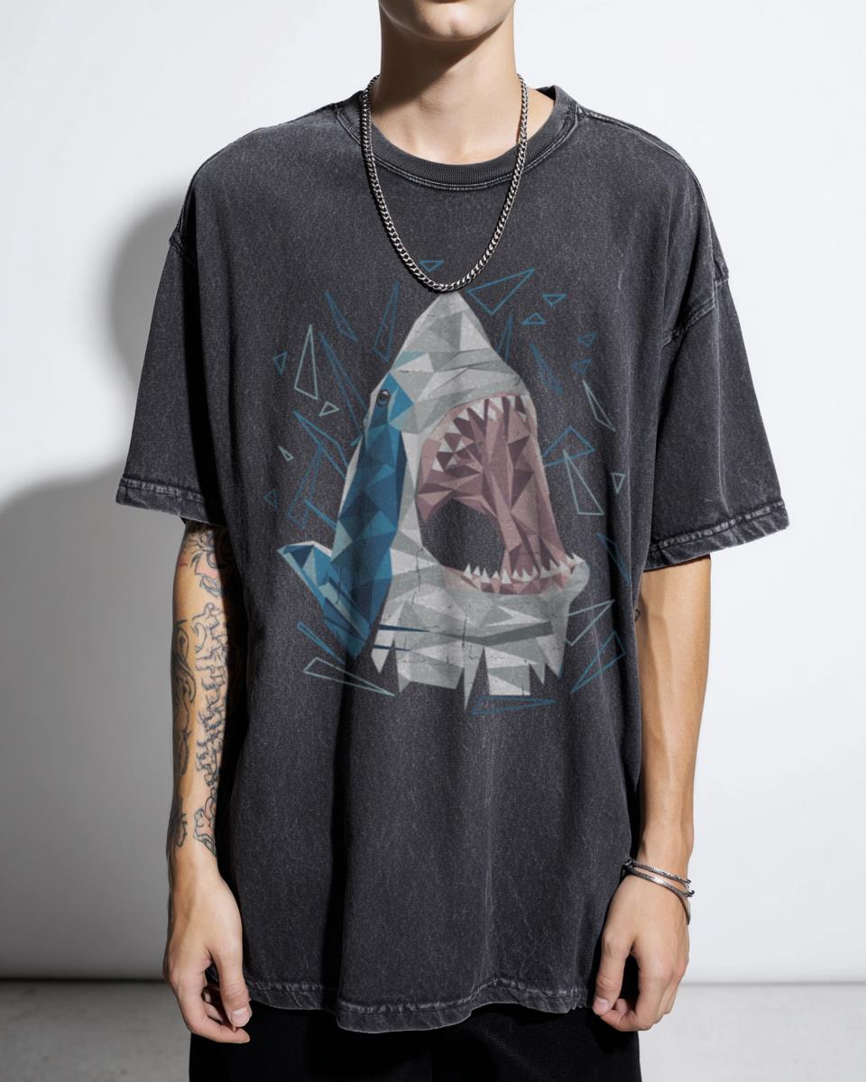 Pixelated Shark Head T-Shirt | Retro Gaming Animal Graphic Tee