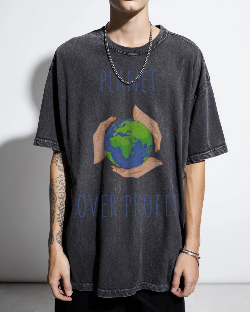 Planet Over Profit Earth Day T-Shirt - Climate Change Environmental Activist Gift