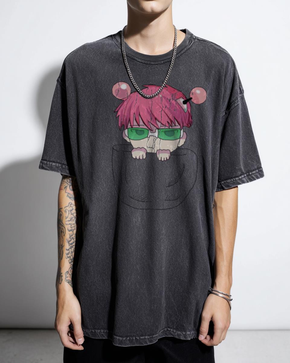 Pocket Saiki Kusuo Pink Antenna T-Shirt - Funny Manga Anime Fan Apparel
