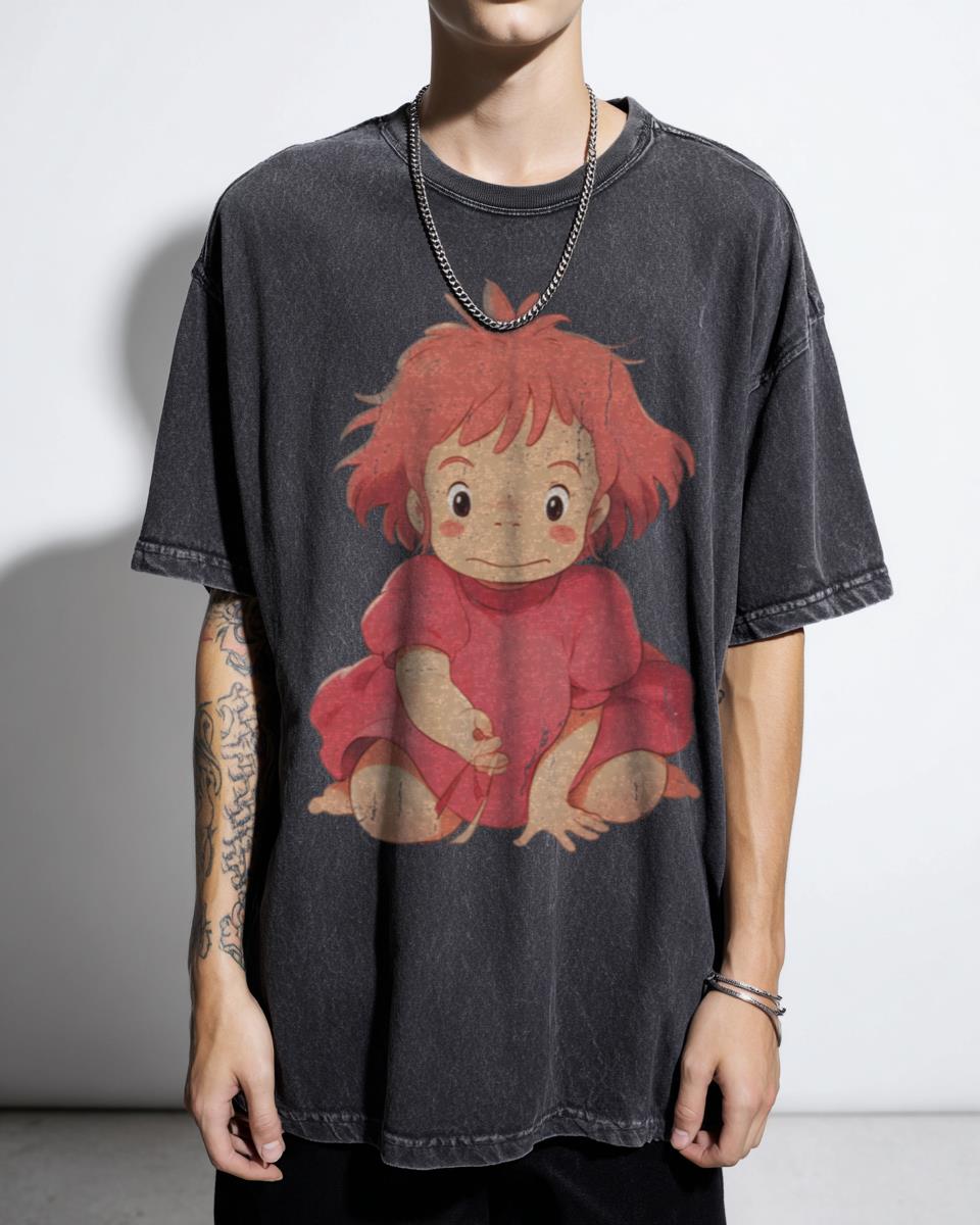Ponyo Cute Studio Ghibli Anime T-Shirt - Kawaii Ramen Hayao Miyazaki Fan Unisex