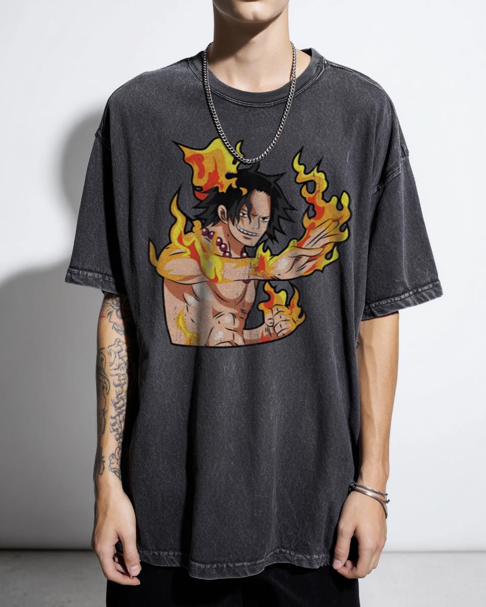 Portgas D Ace One Piece Fire Anime T-Shirt - Luffy's Brother Pirate King Art