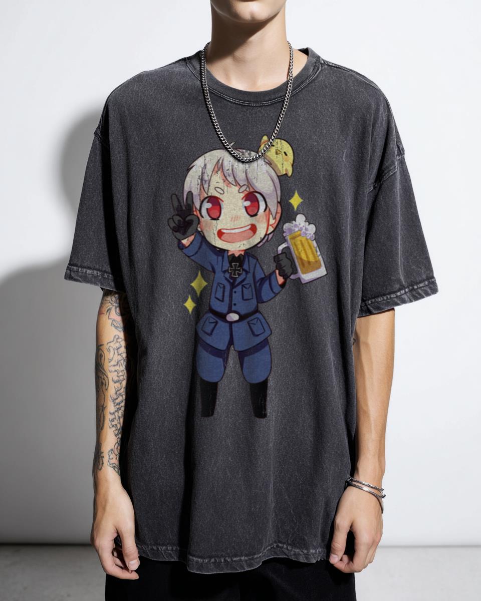 Prussia Hetalia Chibi Anime Character T-Shirt - Axis Powers Manga Fan Apparel for Unisex