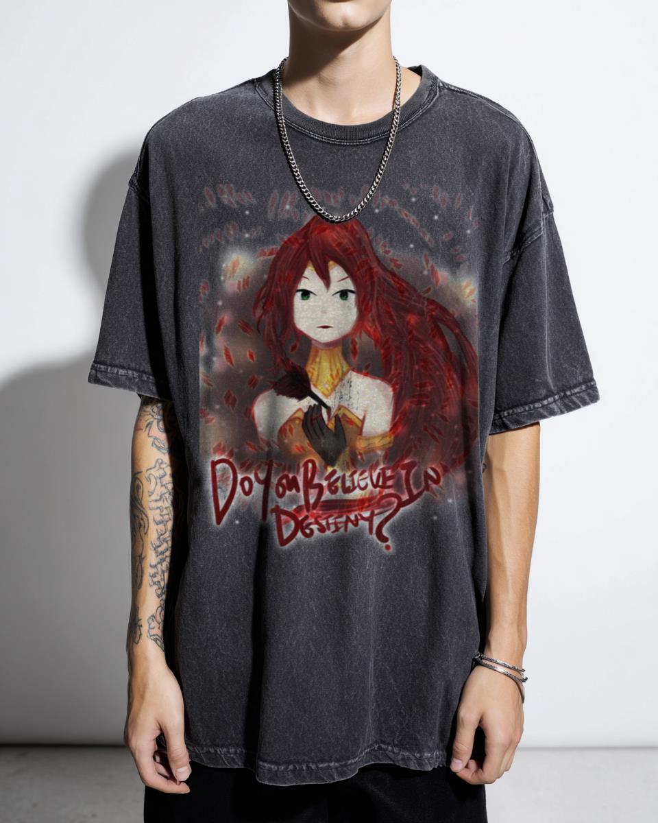 Pyrrha Nikos 'Do You Believe in Destiny?' Anime T-Shirt - RWBY Manga Fan Apparel