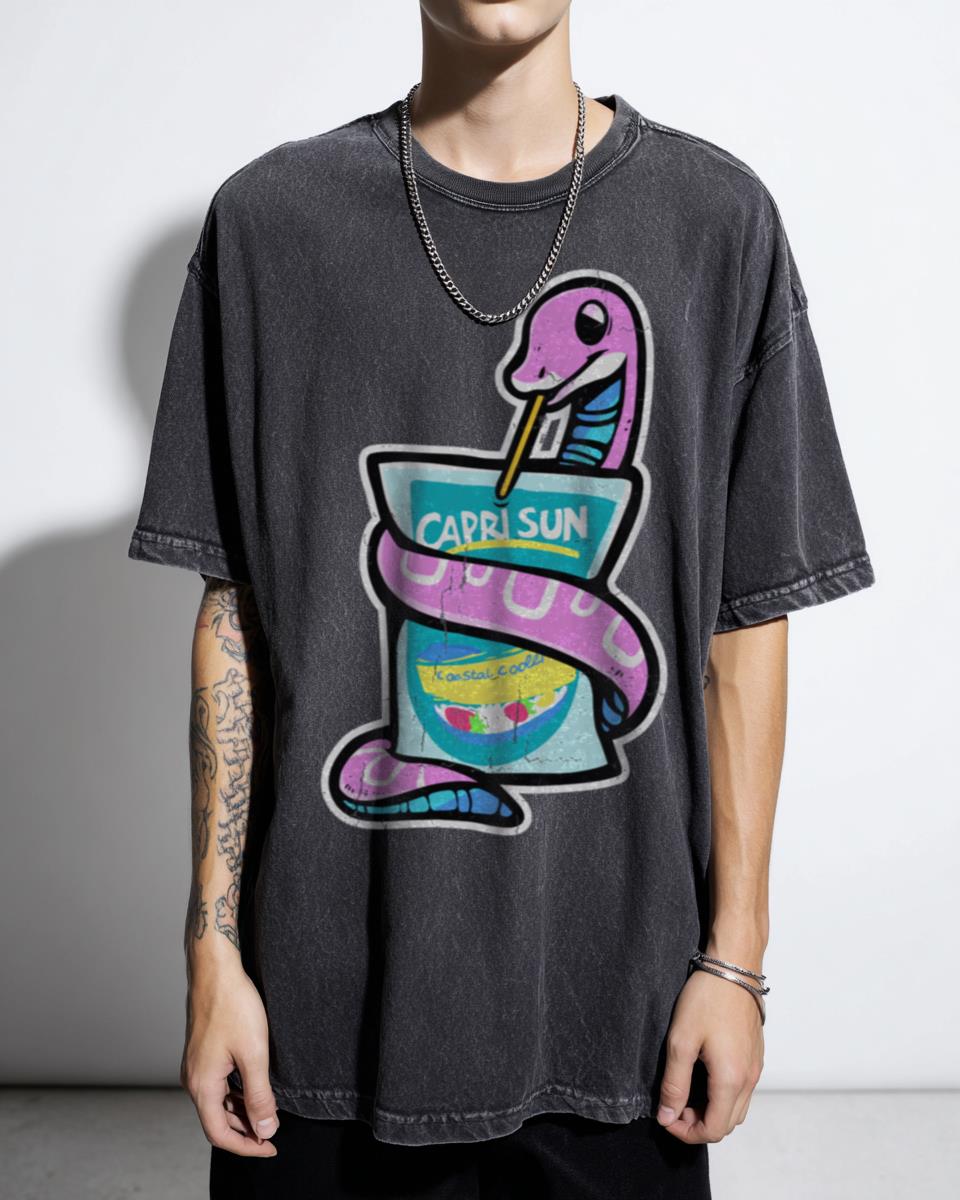 Rad Snake 90s Aesthetic Capri Sun T-Shirt - Cool Retro Animal for Men