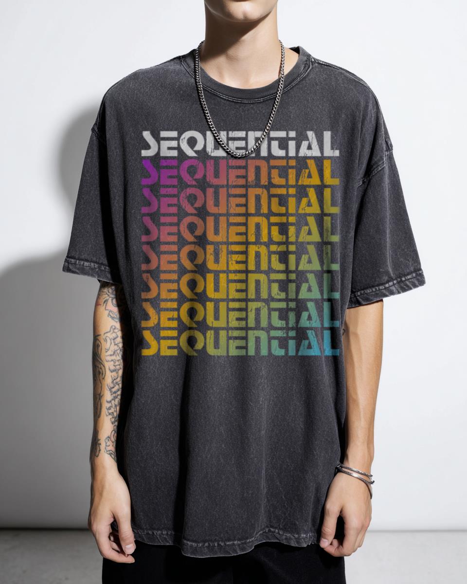 Rainbow Sequential Synthwave T-Shirt - Retro 80s Synthesizer Music Tee