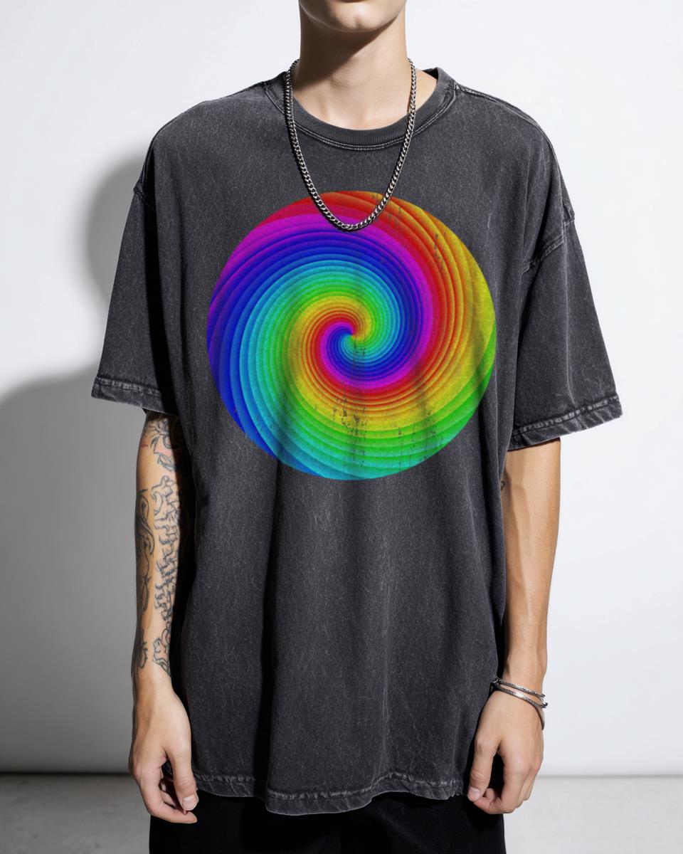 Rainbow Spiral Colorful Swirl T-Shirt - Psychedelic Abstract Art for Unisex