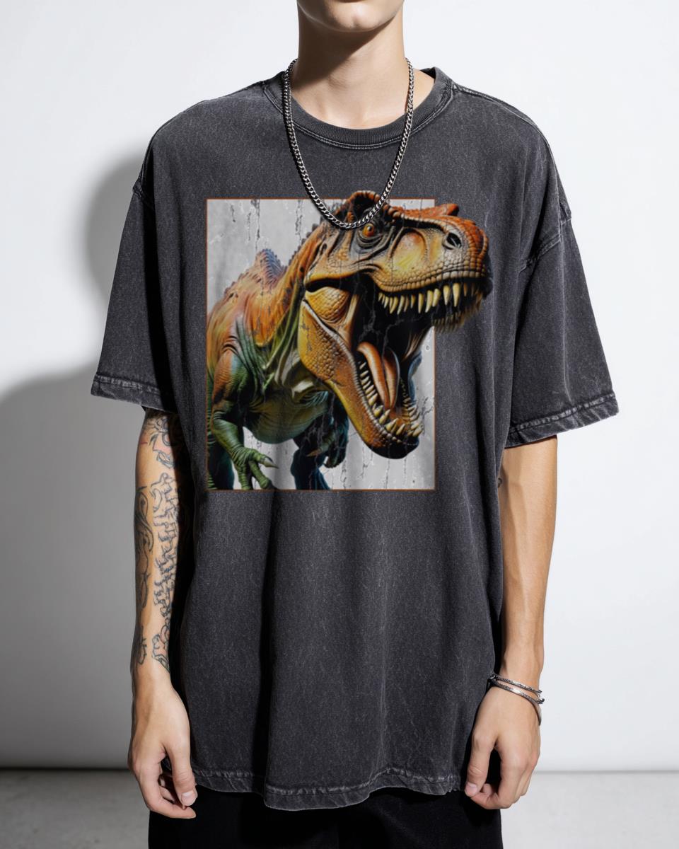 Realistic T-Rex Dinosaur Illustration T-Shirt - Tyrannosaurus Theropod Dino Tee