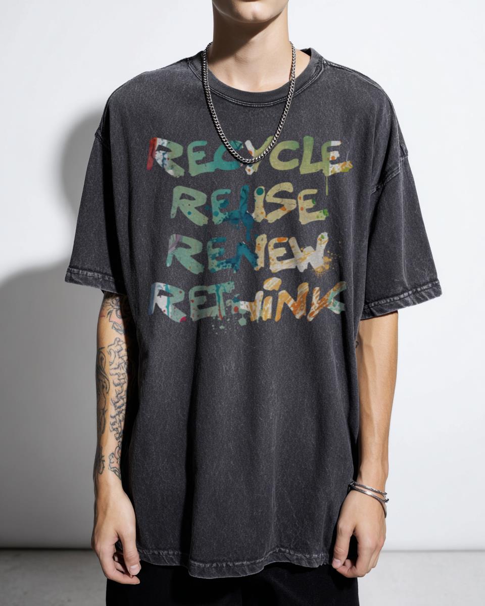 Recycle Reuse Renew Rethink' Environmental T-Shirt - Sustainable Earth Day Activism Unisex
