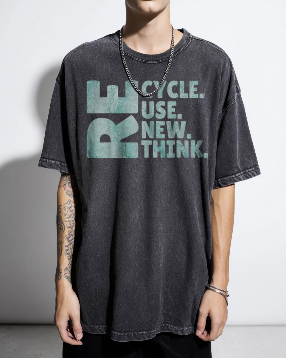 Recycle Reuse Renew Rethink' Environmental T-Shirt - Sustainable Earth Day Activism Unisex