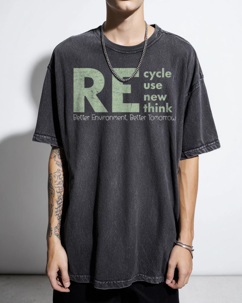 Recycle Reuse Renew Rethink' Environmental T-Shirt - Sustainable Earth Day Activism Unisex