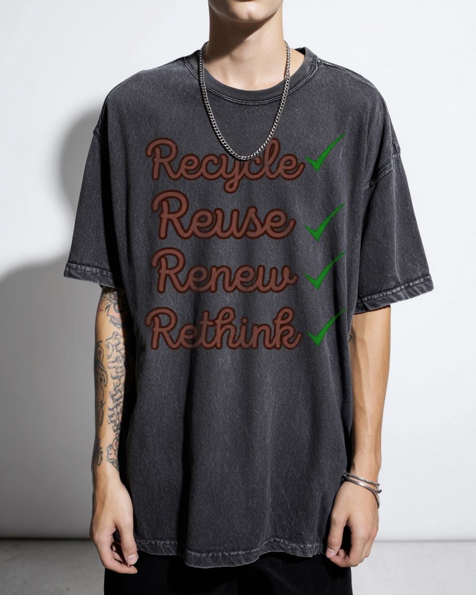 Recycle Reuse Renew Rethink' Environmental T-Shirt - Sustainable Earth Day Activism Unisex