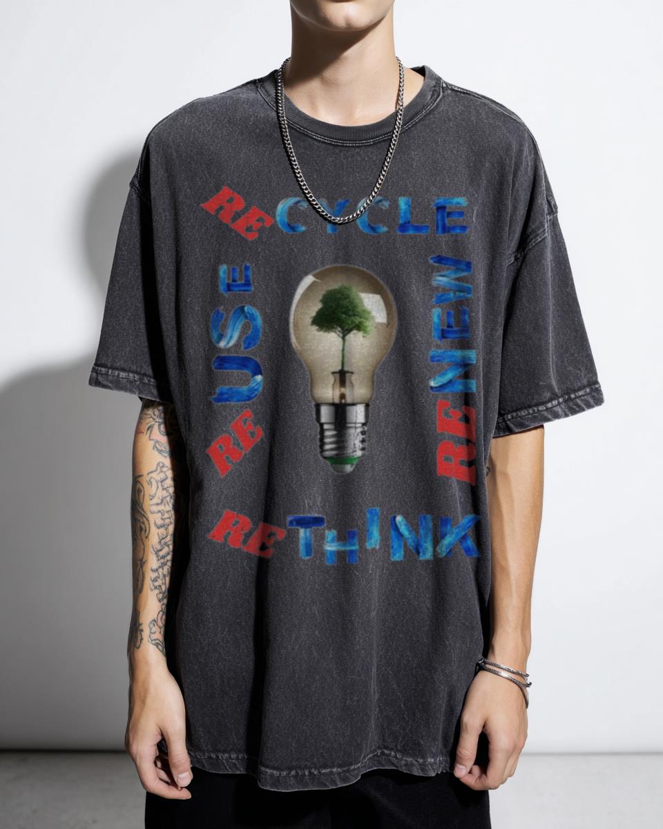 Recycle Reuse Renew Rethink' Environmental T-Shirt - Sustainable Earth Day Activism Unisex