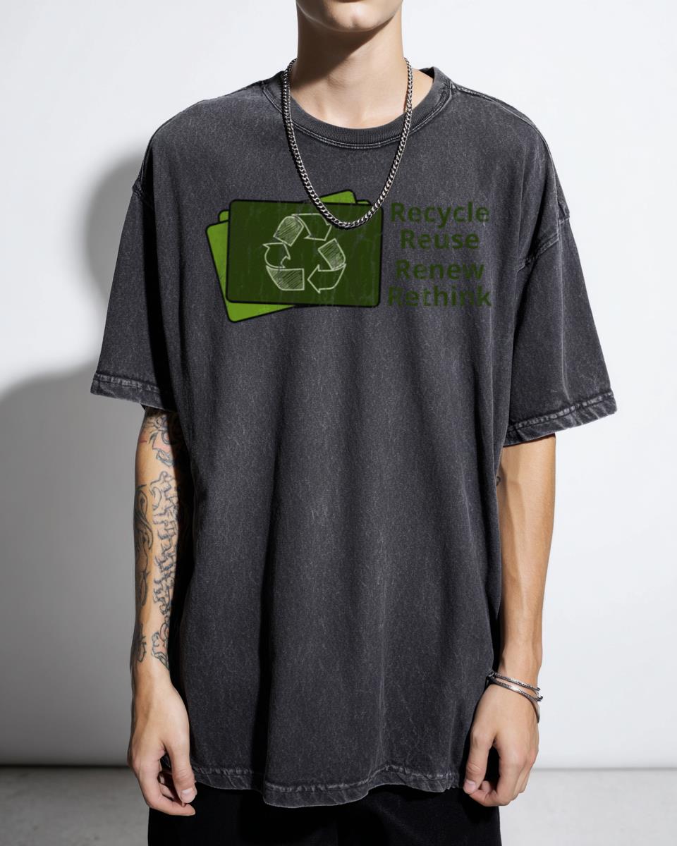 Recycle Reuse Renew Rethink' Environmental T-Shirt - Sustainable Earth Day Activism Unisex