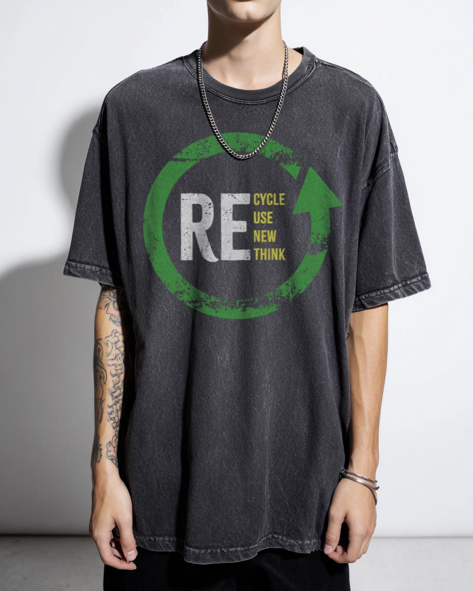 Recycle Reuse Renew Rethink' Environmental T-Shirt - Sustainable Earth Day Activism Unisex