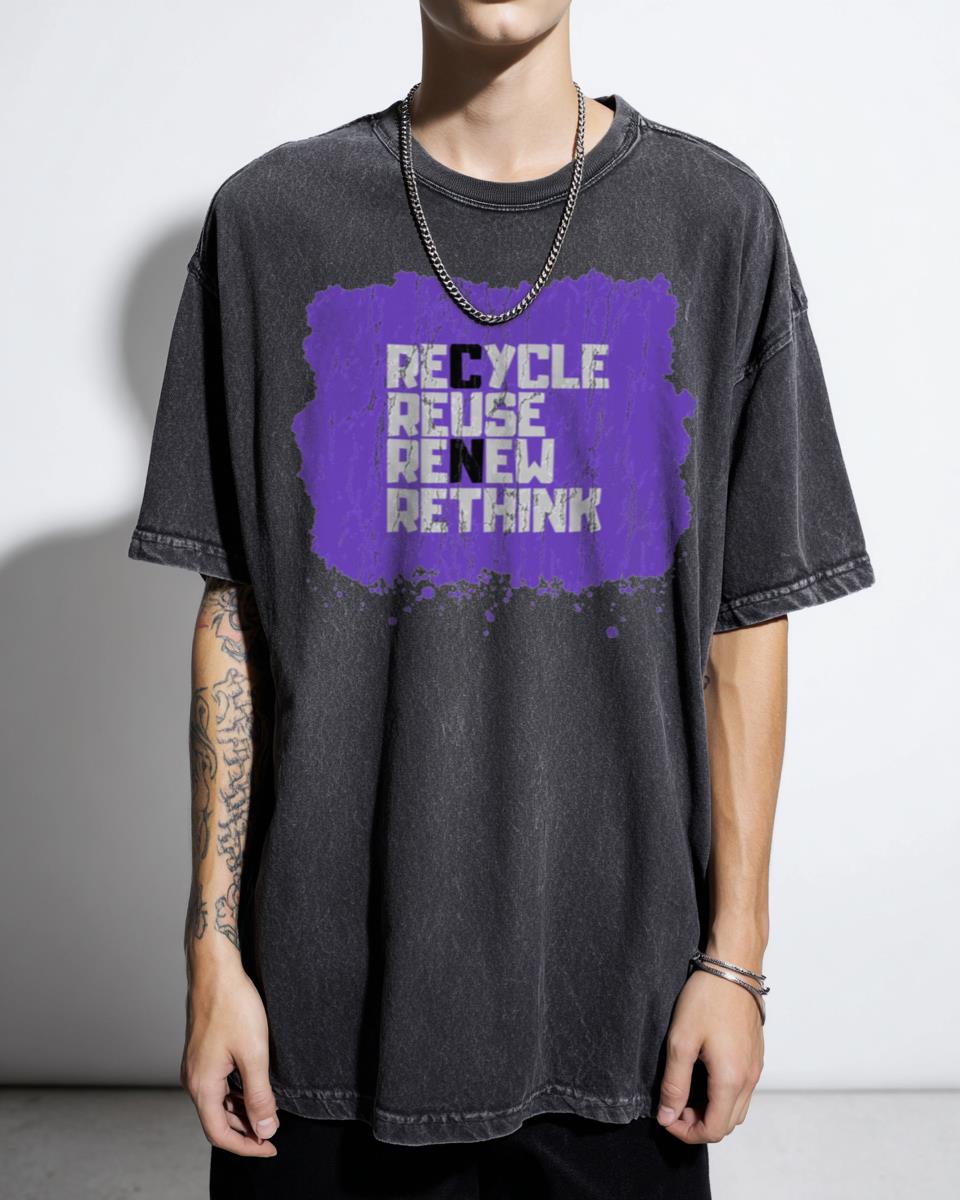 Recycle Reuse Renew Rethink' Environmental T-Shirt - Sustainable Earth Day Activism Unisex