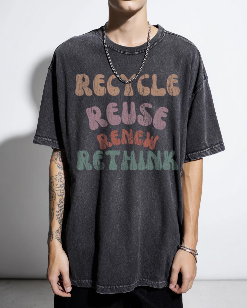 Recycle Reuse Renew Rethink T-Shirt | Eco Activism Graphic