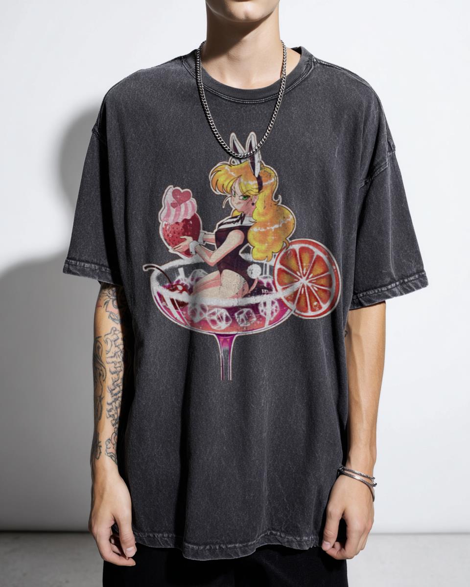 Red Cocktail Bunny Dragon Ball Z T-Shirt - Blonde Launch Fan Art Tee