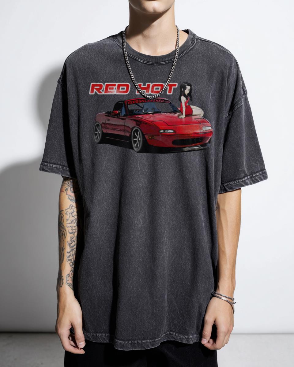 Red Miata MX-5 Anime Girl Graphic T-Shirt - JDM Car Enthusiast Men