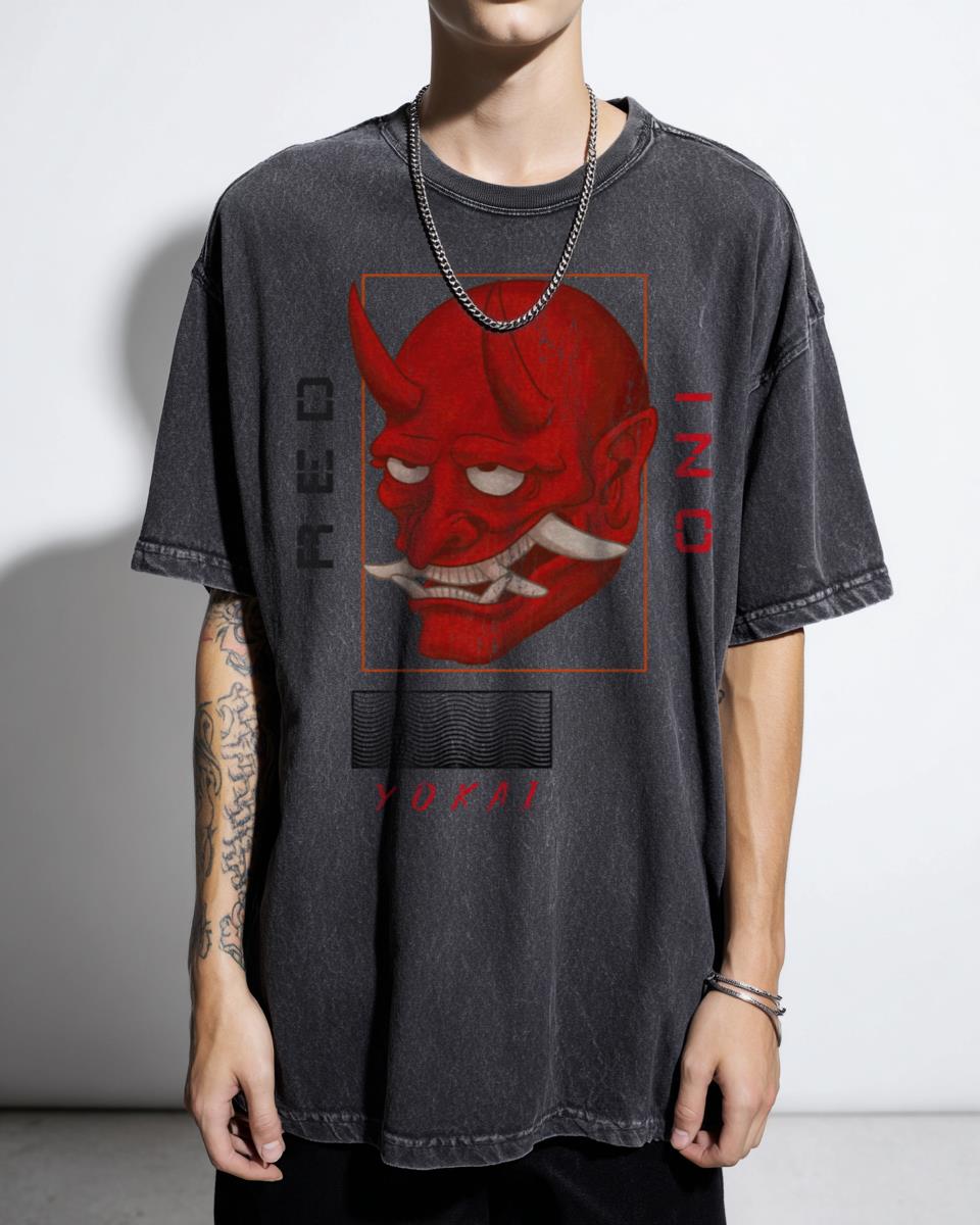 Red Oni Yokai Japanese Demon T-Shirt - Folklore Mythology Anime Tee