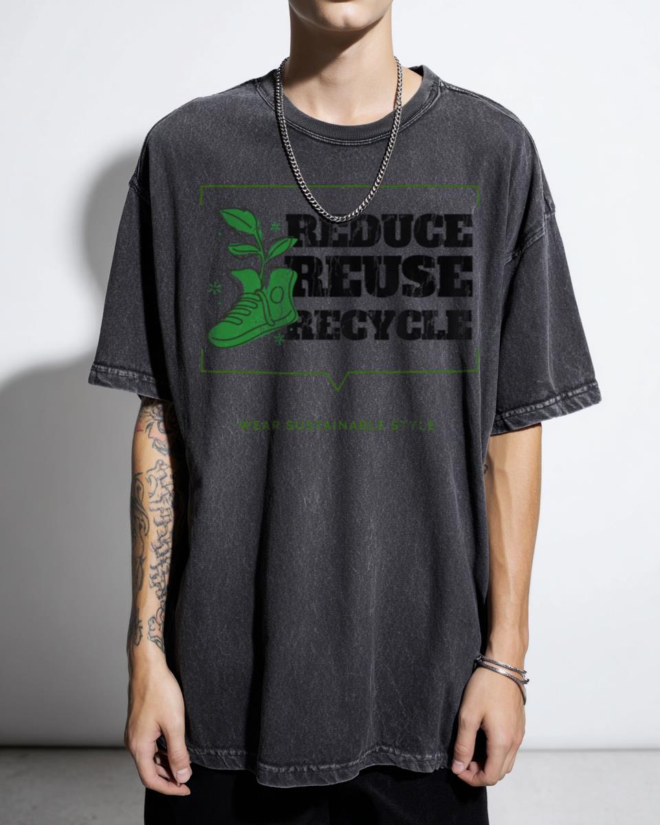 Reduce Reuse Recycle Environmental Message T-Shirt - Sustainable Living Eco-Friendly Unisex
