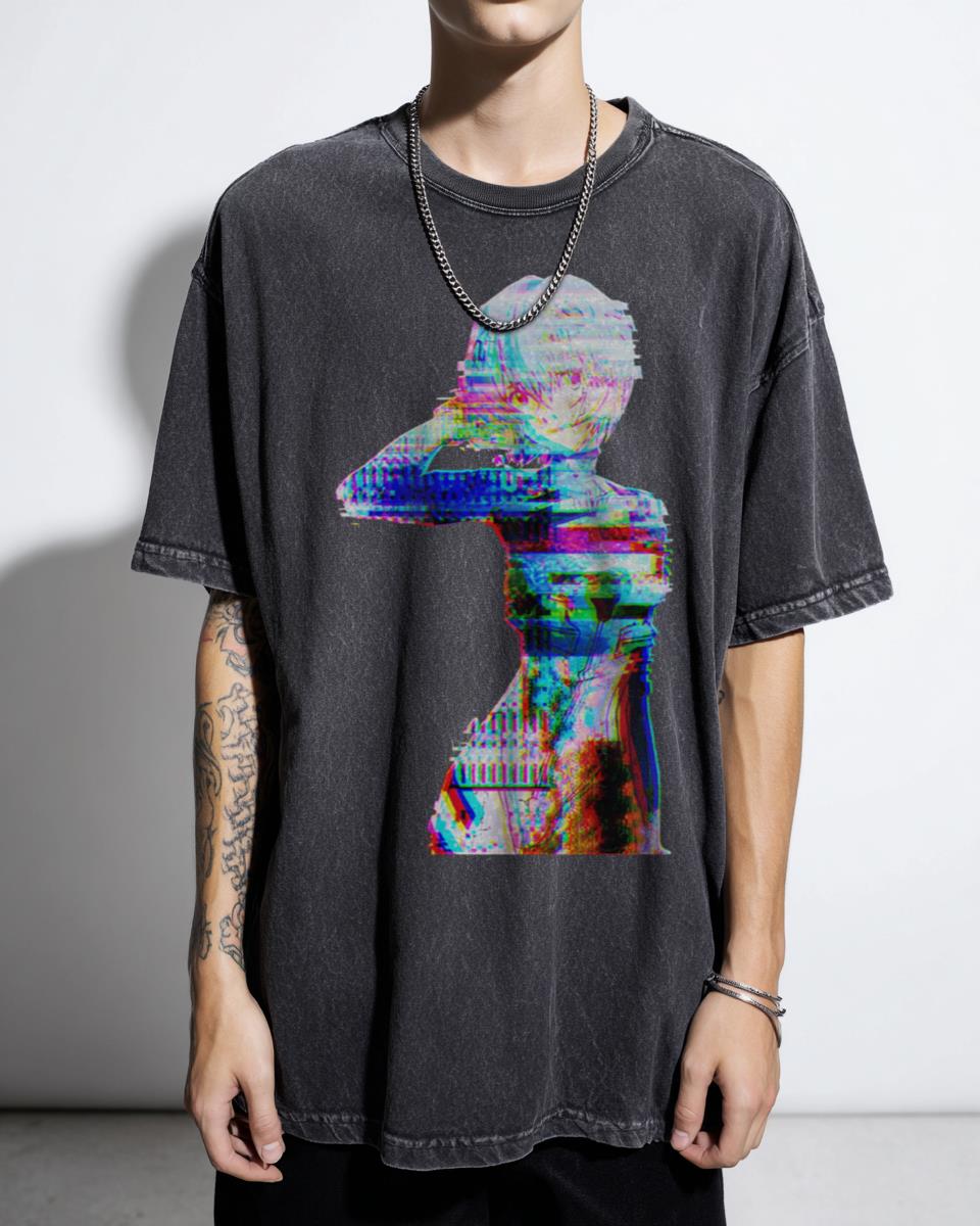 Rei Ayanami Glitch Art T-Shirt - Neon Genesis Evangelion Fan