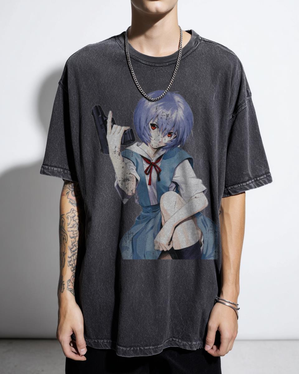 Rei Ayanami with Gun T-Shirt | Neon Genesis Evangelion NGE