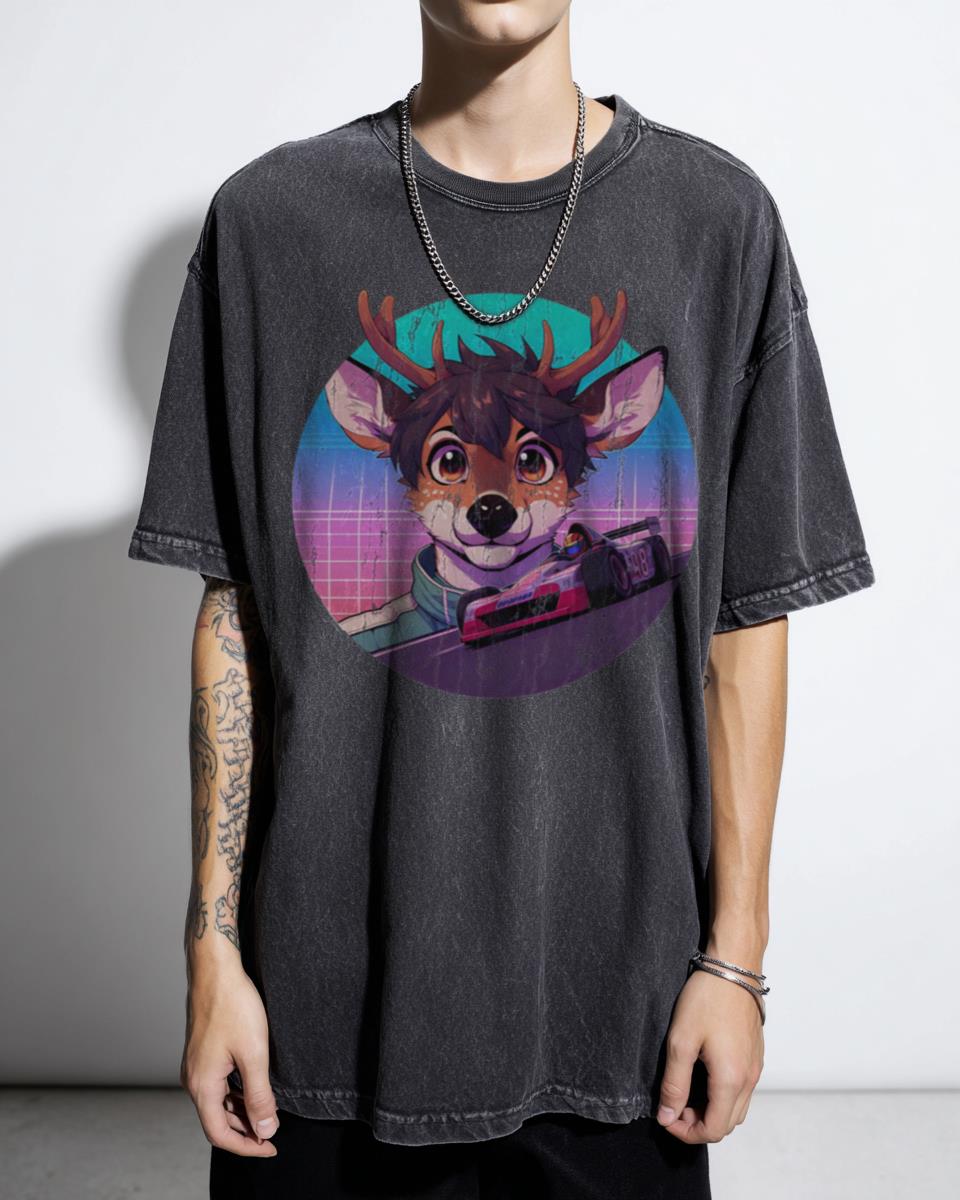 Reindeer Racer T-Shirt | 90s Furry Synthwave Anime Style
