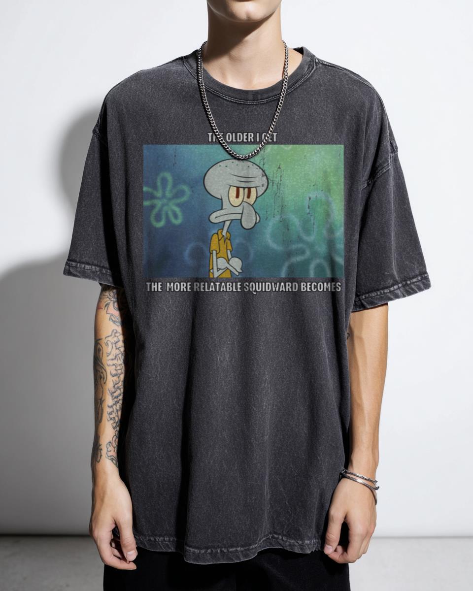Relatable Squidward Sarcastic Portrait Art T-Shirt - SpongeBob SquarePants Meme Humor