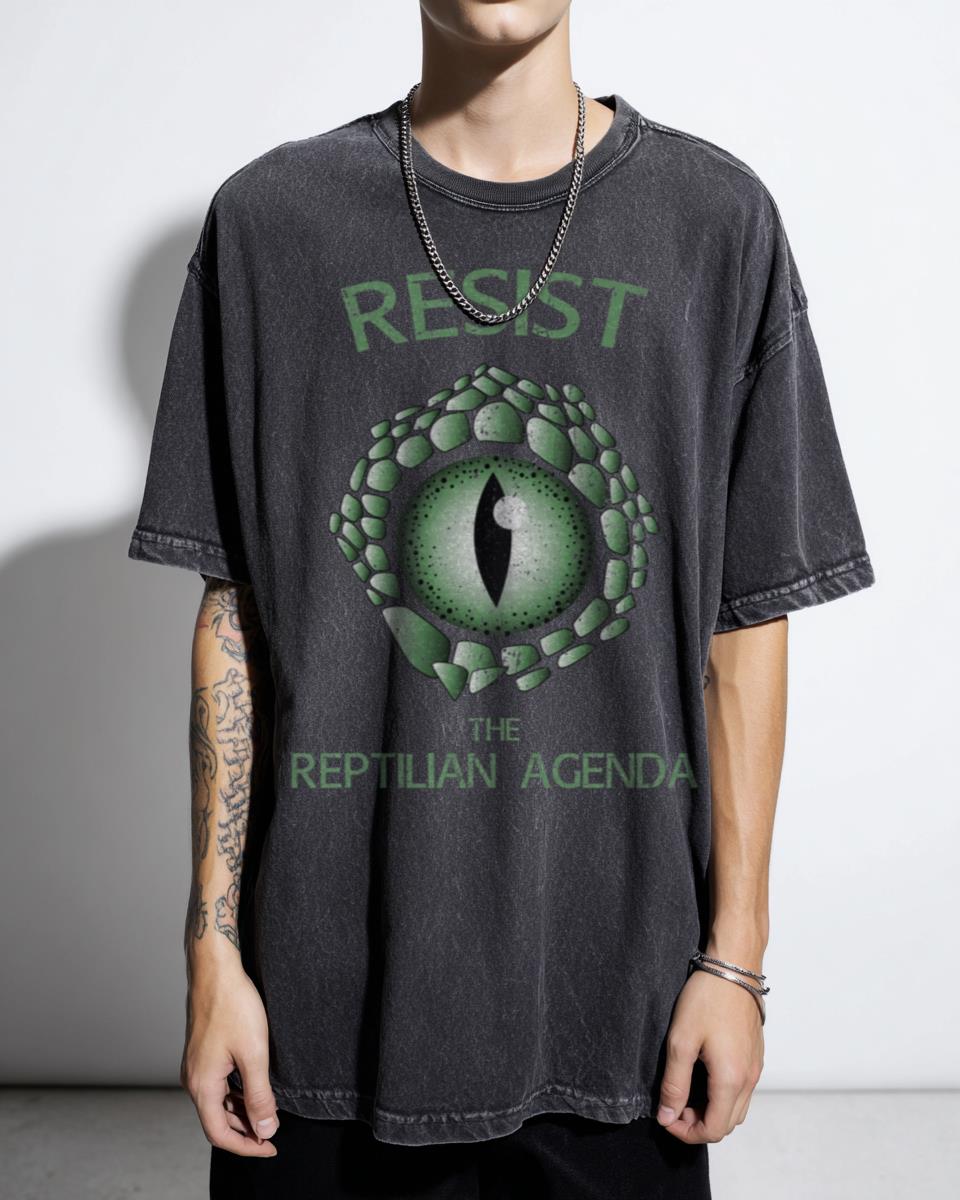 Resist Reptilian Agenda Lizard People T-Shirt - Funny Conspiracy Theory Sci-Fi