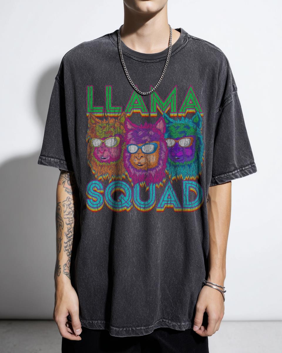 Retro 80s Llama Squad T-Shirt | Vintage Alpaca Fan Gift Tee